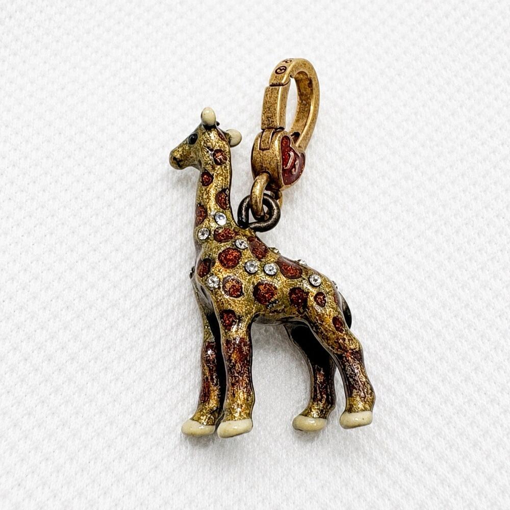 Jay Strongwater Giraffe Charm Swarovski Crystal Enamel Animal Pendant RARE - Picture 3 of 5